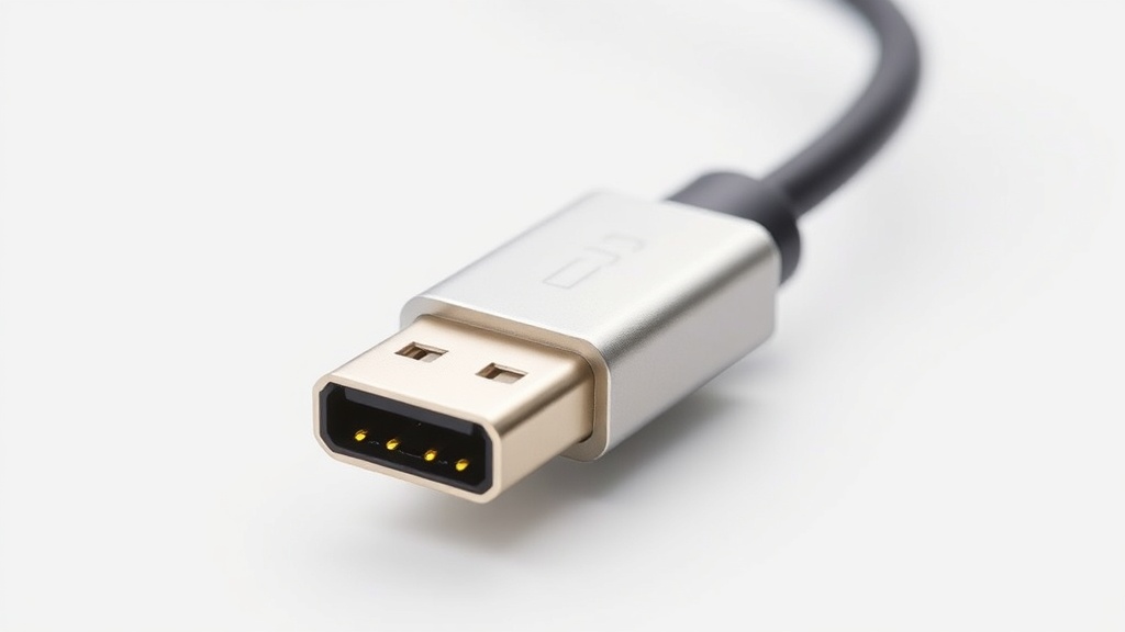 고속 데이터 전송이 가능한 인증 케이블의 단자 부분과 규격 로고를 클로즈업한 사진